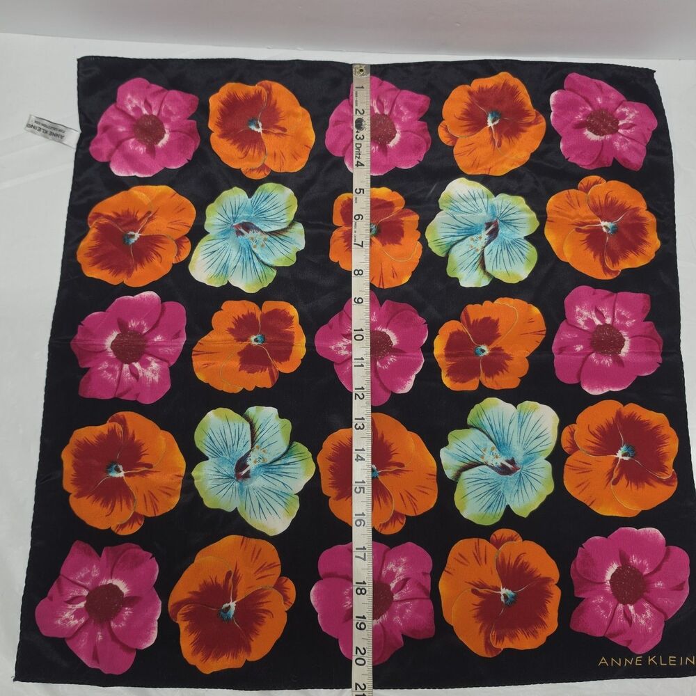 Anne Klein Collection XIIX Women's Silk Square Scarf Multicolor Hibiscus 21x21" - Picture 7 of 7